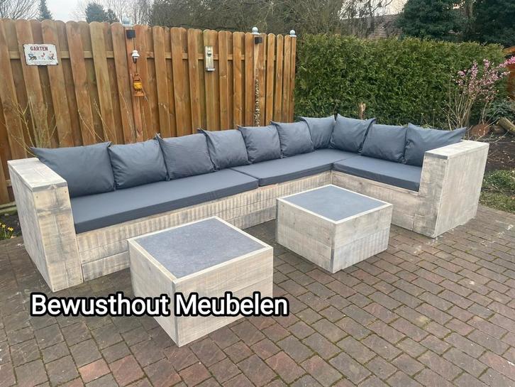 ACTIE! Steigerhout Hoekbank Monaco.!! 5 Dagen Levertijd!!!, Tuin en Terras, Tuinsets en Loungesets, Zo goed als nieuw, Tuinset