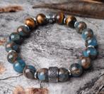 Nieuwe 10mm herenarmband van Cloisonne en Tijgeroog., Sieraden, Tassen en Uiterlijk, Armbanden, Overige materialen, Met bedels of kralen