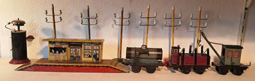 spoor 0 set van 11: station, goederenwagens, bel, seinpalen, Antiek en Kunst, Antiek | Speelgoed, Ophalen of Verzenden