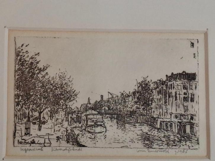 Ets Bilderdijkkade (Amsterdam) Wim Zuiderveld, Antiek en Kunst, Kunst | Etsen en Gravures, Ophalen of Verzenden