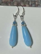 Prachtige oorbellen met jade en aquamarijn, massief 925z, Verzenden, Nieuw, Zilver