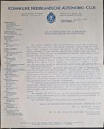 Brief 1937 KNAC Automobiel club voor benzinepomp houders, Ophalen of Verzenden, Gebruikt