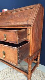 Vintage eiken secretaire, bureau met klep, ladekast kast, Ophalen, Gebruikt, Vintage, Bureau