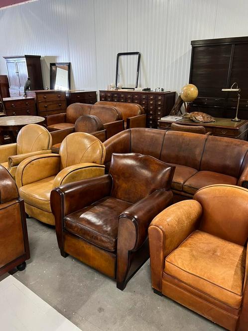 Schapenleren fauteuils en banken, Huis en Inrichting, Fauteuils, Gebruikt, 75 tot 100 cm, Ophalen