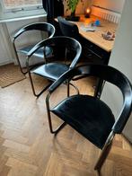 3x Arrben Italy zwarte leren stoelen, Huis en Inrichting, Stoelen, Gebruikt, Leer, Ophalen of Verzenden, Zwart