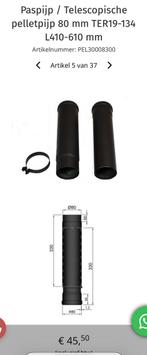 Pellet kachel rookgasafvoer 80 paspijp zwart, Nieuw, Ophalen of Verzenden, Minder dan 2 meter, 80 mm of meer