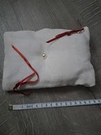 Handgemaakte trouwringenkussen nieuw parel bruin c026, Ophalen of Verzenden, Nieuw, Beige, Accessoires