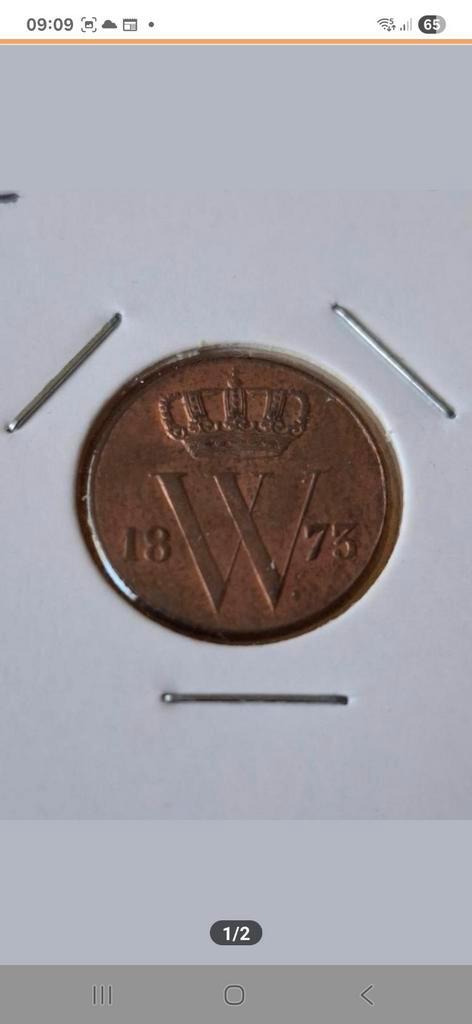 1/2 Cent 1873 in mooie kwaliteit., Postzegels en Munten, Munten | Nederland, Ophalen of Verzenden
