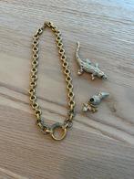 Swarovski ketting en 2 broches, Ophalen of Verzenden, Gebruikt, Sieraad of Horloge