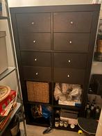 Zwarte Ikea Kallax kast met 8 lades en 1 mandje, Huis en Inrichting, Kasten | Kledingkasten, Ophalen, Met plank(en), Kunststof
