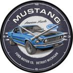 Ford Mustang 1969 Mach 1 blauw reclame klok wandklok deco