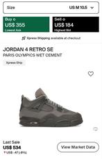 Nike Air Jordan 4 - Paris Olympics wet cement - maat 45, Overige kleuren, Nieuw, Ophalen of Verzenden, Sneakers of Gympen