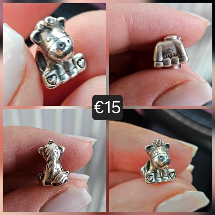 Pandora eenhoorn, Sieraden, Tassen en Uiterlijk, Bedels, Zo goed als nieuw, Pandora, Zilver, Ophalen of Verzenden