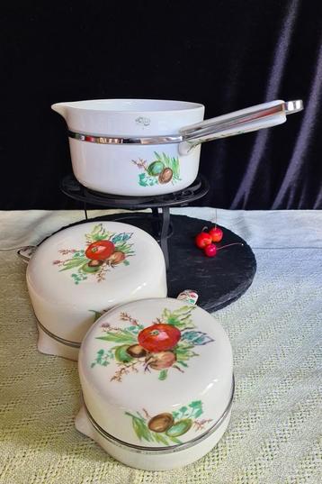 Limoges Frugier (Haviland) 3 porselein steelpan(Aluminite).  beschikbaar voor biedingen