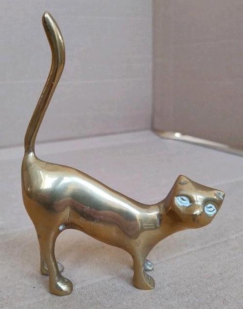 Groot Messing kat beeldje 220 gram, Antiek en Kunst, Antiek | Koper en Brons, Brons, Ophalen of Verzenden