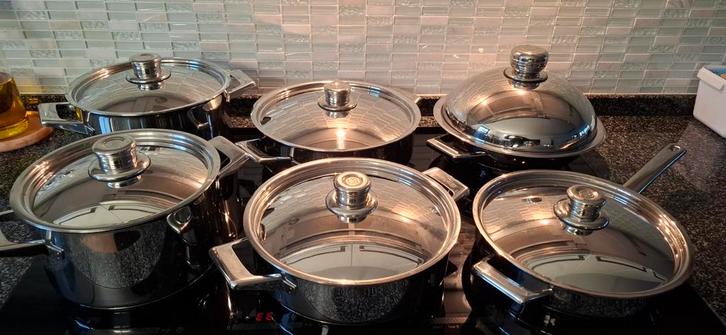 Siemens simtronic pannenset rvs 7 stuks, Huis en Inrichting, Keuken | Potten en Pannen, Pannenset, Rvs, Ophalen of Verzenden