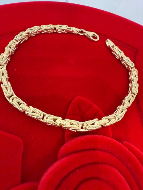 Prachtige 14 kt gouden koningsarmband !, Sieraden, Tassen en Uiterlijk, Armbanden, Nieuw, Goud, Goud, Ophalen of Verzenden