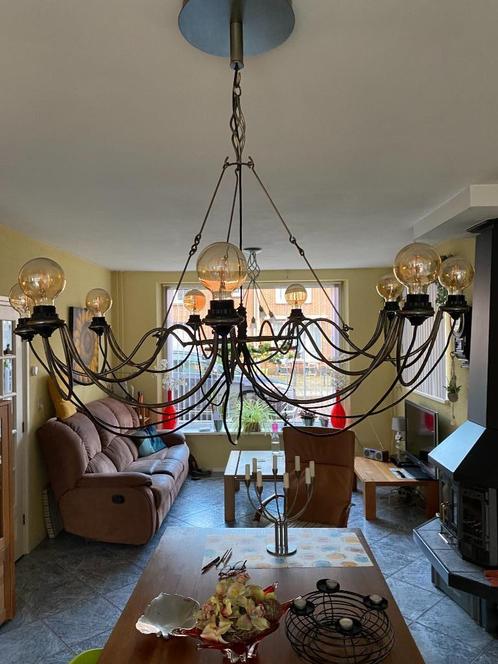 Moderne metalen design hanglamp, Huis en Inrichting, Lampen | Kroonluchters, Zo goed als nieuw, Metaal, Ophalen
