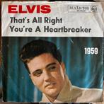 Zeldzame vinyl single Elvis - thats all rigjt, Cd's en Dvd's, Vinyl | Klassiek, Ophalen of Verzenden, Modernisme tot heden, Zo goed als nieuw