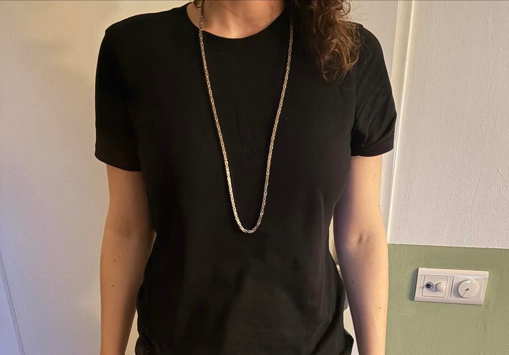 zilveren koningsketting - Byzantijnse schakel, Sieraden, Tassen en Uiterlijk, Kettingen, Ophalen of Verzenden, Gebruikt, Zilver