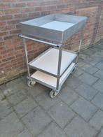 rvs werkkar met hard kunststof uitneembare planken, Ophalen, Gebruikt, Transportkar
