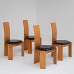 4x Mario Marenco Stoelen voor Mobil Girgi – Italië, 1970s, Zwart, Ophalen of Verzenden, Zo goed als nieuw, Hout