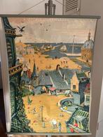 Oude Schoolkaart Zomer door WG vd Hulst, Antiek en Kunst, Antiek | Schoolplaten, Ophalen of Verzenden, Stad- en Dorpsgezichten