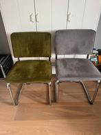 Eetkamerstoel - ZUIVER ribstoel met buisframe, Ophalen, Gebruikt, Grijs, Twee