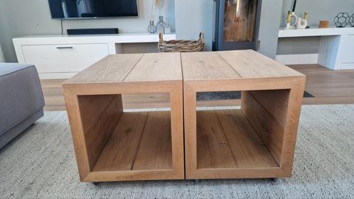 Eikenhouten salontafels, Huis en Inrichting, Tafels | Salontafels, Gebruikt, Minder dan 50 cm, 50 tot 100 cm, Ophalen