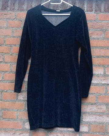 REAL VINTAGE Zwart 80's 90's fluwelen jurkje L / 40 beschikbaar voor biedingen