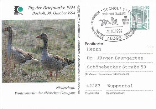 Duitsland – Postkarte – Tag der Briefmarke 1994 – Naturschut, Postzegels en Munten, Brieven en Enveloppen | Buitenland, Briefkaart