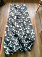 Twee gordijnen van Ikea: zwart/wit met poezen, Gebruikt, 100 tot 150 cm, Wit, Ophalen of Verzenden