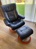 Relaxfauteuil en hocker northern comfort, Huis en Inrichting, Ophalen, Gebruikt, 75 tot 100 cm, Leer