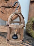 Houten windlicht met lampje, Ophalen, Nieuw, Hout, 25 tot 50 cm