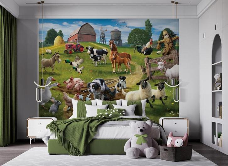 Boerderijdieren Poster Behang Walltastic - Gratis Verzending, Huis en Inrichting, Stoffering | Behang, minder dan 10 m², Ophalen of Verzenden