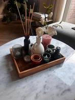 Tafel decoratie houten dienblad met vaasjes, Huis en Inrichting, Woonaccessoires | Dienbladen, Ophalen of Verzenden, Hout