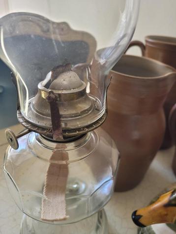 Vintage glazen olielamp foto 1 t/m 4 beschikbaar voor biedingen