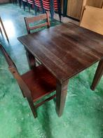 Fraaie bruine houten (eet)tafel met 2 stoelen, 50 tot 100 cm, Gebruikt, Ophalen of Verzenden, Tot twee personen