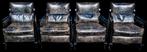 4x Vintage Zwarte Leren Fauteuils + GRATIS BEZORGD