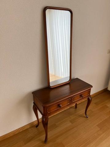 Sidetable, bijzettafel, hal kastje met bijpassende spiegel