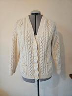 Handgebreid Iers origineel vest 100% scheerwol maat 36/38, Wit, Ophalen of Verzenden, Zo goed als nieuw, Vintage