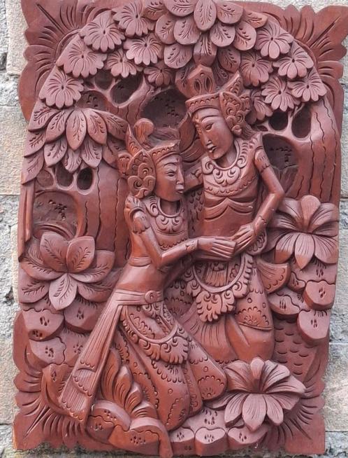 Indonesische.  Houtsnijwerk. 18/25/3 cm., Antiek en Kunst, Kunst | Niet-Westerse kunst, Ophalen