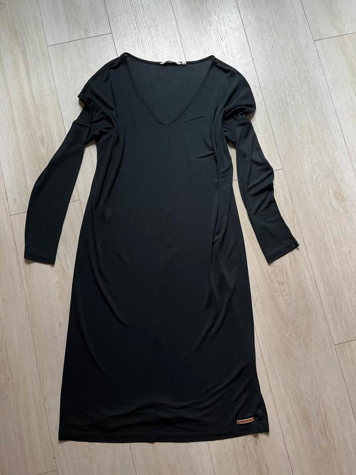 Moscow zwarte jurk L travelstof, Kleding | Dames, Jurken, Gedragen, Maat 42/44 (L), Zwart, Knielengte, Ophalen of Verzenden