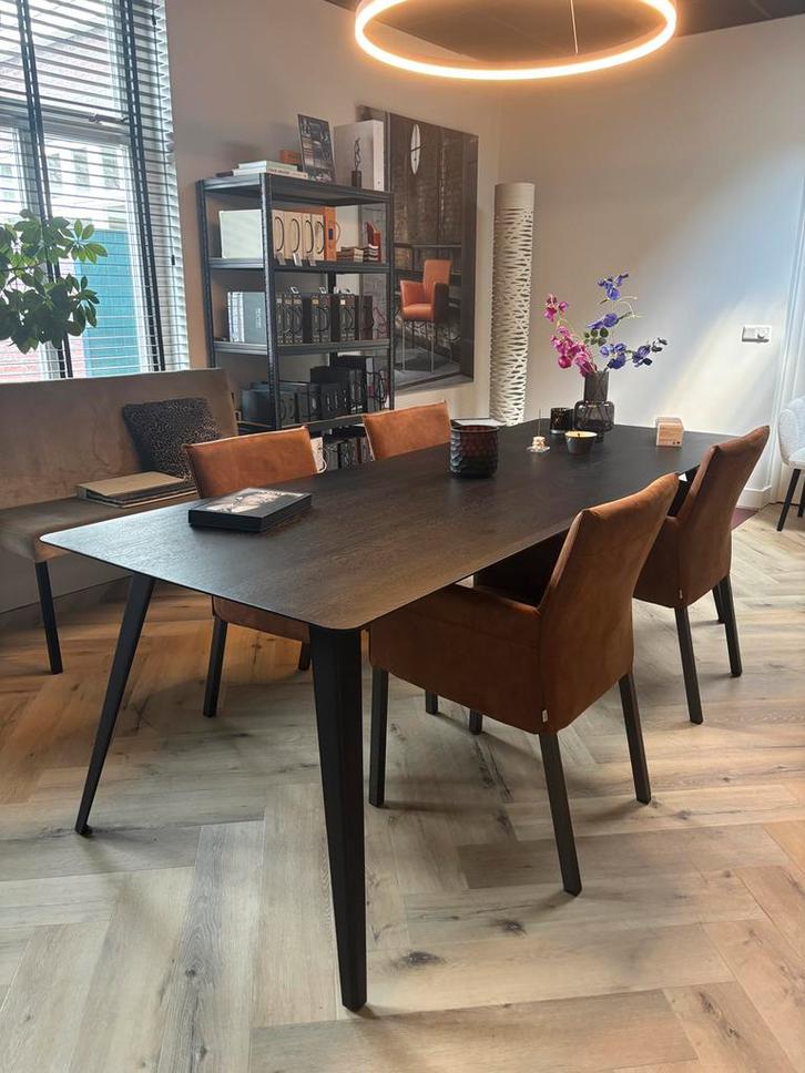 4 NIEUWE eetkamerstoelen in microleder Bull Camel met vierka, Huis en Inrichting, Stoelen, Nieuw, Vier, Leer, Metaal, Stof, Bruin