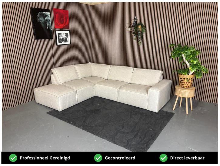 GRATIS LEVERING Hoekbank Beige 270x210 GEREINIGD, Huis en Inrichting, Banken | Bankstellen, Zo goed als nieuw, Hoekbank, Vierpersoons of meer