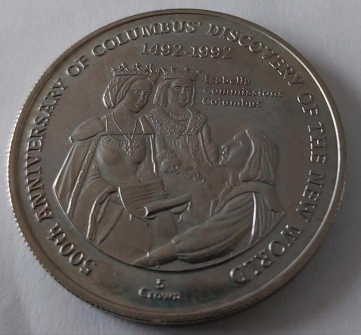 5 crown 1991 Turks & Caicos Islands Columbus Herdenkingsmunt, Postzegels en Munten, Munten | Europa | Niet-Euromunten, Losse munt