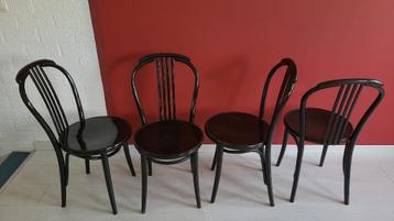Houten stoelen 4 stuks, zwart met kussentje beschikbaar voor biedingen