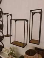 Nieuw industrieel set van 3 wandkastjes mangohout metaal €65, Ophalen, ., Nieuw, .