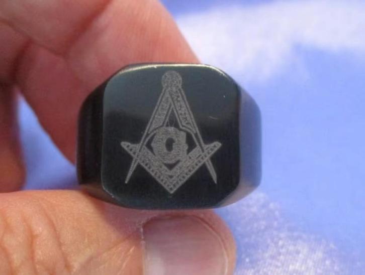 Black Master Masonic (Vrijmetselaars) zegelring, Sieraden, Tassen en Uiterlijk, Ringen, Nieuw, Heer, 20 of groter, Zwart, IJzer of Staal