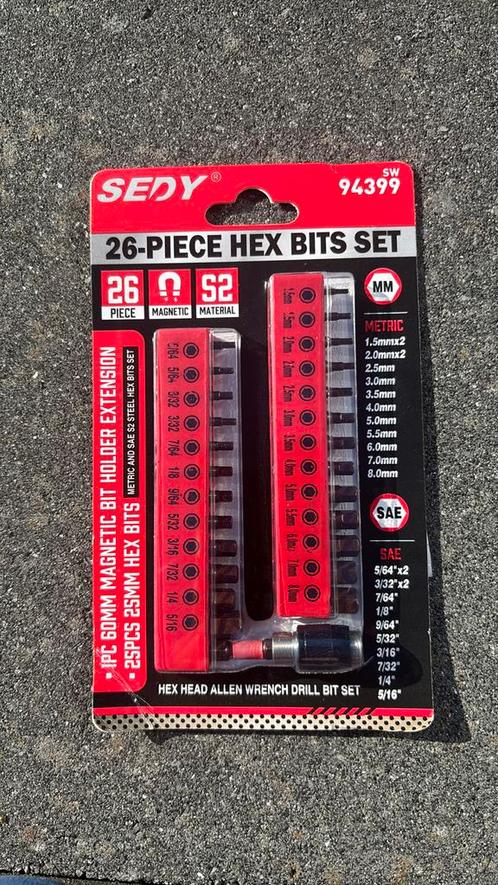 SEDY 26-delige Hex Bits Set, Doe-het-zelf en Verbouw, Gereedschap | Machine-onderdelen en Toebehoren, Nieuw, Ophalen of Verzenden